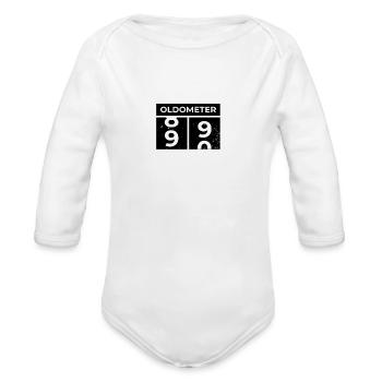 Oldometer 90th Birthday Funny Slogan Turning 90 - Organic Long Sleeve Baby Bodysuit - white - Front