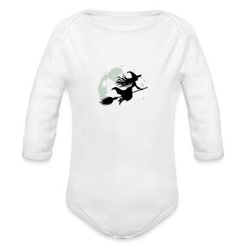 Moonlight Witch Flight - Organic Long Sleeve Baby Bodysuit - white - Front