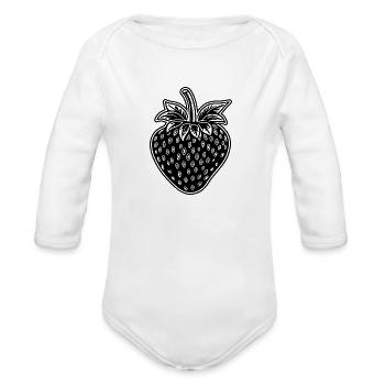 Strawberry Fruit Berries - Organic Long Sleeve Baby Bodysuit - white - Front