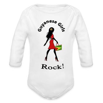 Guyana Girls - Organic Long Sleeve Baby Bodysuit - white - Front