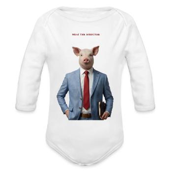 Pig Man - Organic Long Sleeve Baby Bodysuit - white - Front