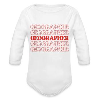 Géographe Cartographe Topographe Géographie - Cache-couche à manches longues bio - blanc - Devant