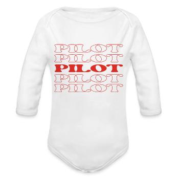 Pilot Aviator Aircraft Commander Airman Flier - Organic Long Sleeve Baby Bodysuit - white - Front