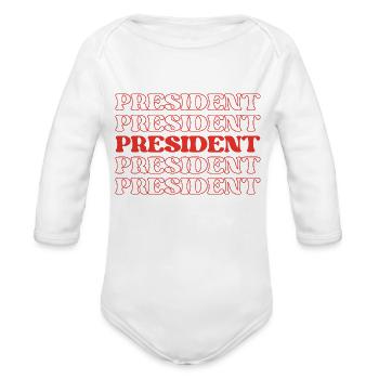 President Chief Executive Commander In Chief Head - Organic Long Sleeve Baby Bodysuit - white - Front