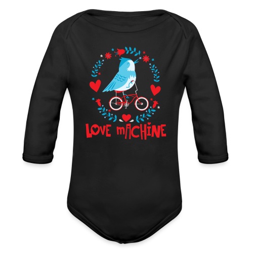 Cute Love Machine Bird - Organic Long Sleeve Baby Bodysuit