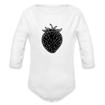 Strawberry Fruit Berries - Organic Long Sleeve Baby Bodysuit - white - Front