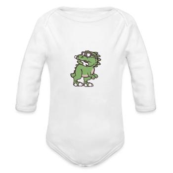 little dinosaur - Organic Long Sleeve Baby Bodysuit - white - Front
