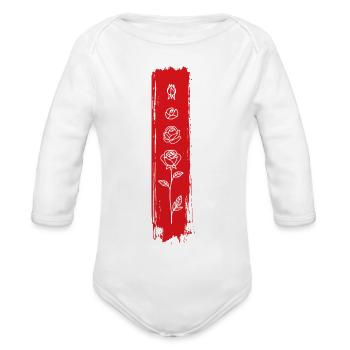 Brushstroke Kanji Tower - Organic Long Sleeve Baby Bodysuit - white - Front