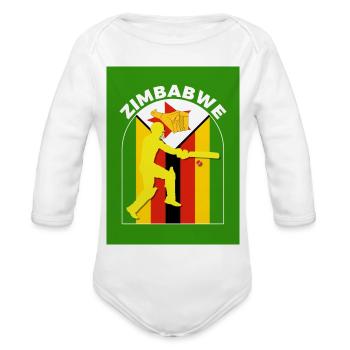 Zimbabwe Cricket Batsman Zimbabwe Flag - Organic Long Sleeve Baby Bodysuit - white - Front