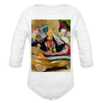 Trending design  - Organic Long Sleeve Baby Bodysuit - white - Front
