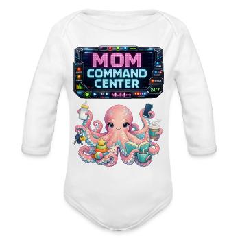 Mom Command Center Octopus Multitasker - Organic Long Sleeve Baby Bodysuit - white - Front