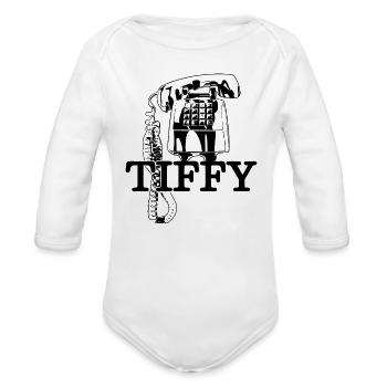 Nifty Vintage Phone - Organic Long Sleeve Baby Bodysuit - white - Front