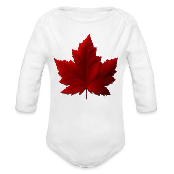 Canada Maple Leaf Souvenirs - Organic Long Sleeve Baby Bodysuit - white - Front
