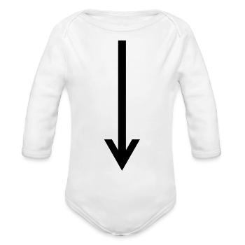 arrow down - Organic Long Sleeve Baby Bodysuit - white - Front