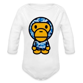 baby camo - Organic Long Sleeve Baby Bodysuit - white - Front