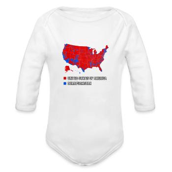 Red Blue US Satire Map - Organic Long Sleeve Baby Bodysuit - white - Front