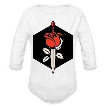 Rose and Dagger Emblem - Organic Long Sleeve Baby Bodysuit - white - Front