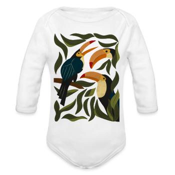 Toucans dans la forêt - Cache-couche à manches longues bio - blanc - Devant