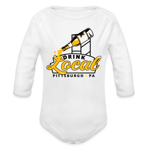 drink local pgh png - Organic Long Sleeve Baby Bodysuit