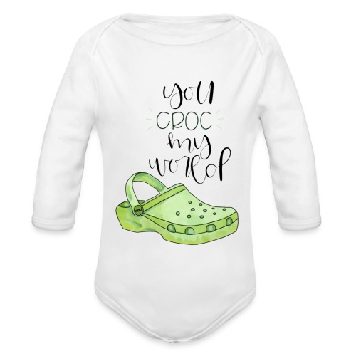 you croc on world - Organic Long Sleeve Baby Bodysuit