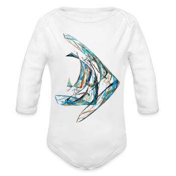 Fractal - Angelfish - Organic Long Sleeve Baby Bodysuit - white - Front