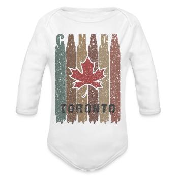 Toronto Maple Retro Canada - Organic Long Sleeve Baby Bodysuit - white - Front