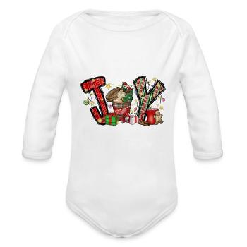Christmas Joy - Organic Long Sleeve Baby Bodysuit - white - Front