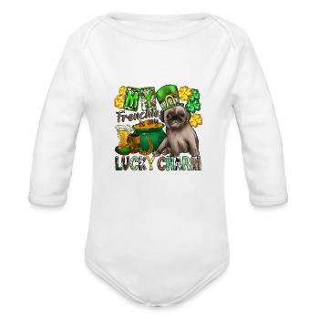My Frenchie Is My Lucky Charm - Organic Long Sleeve Baby Bodysuit - white - Front