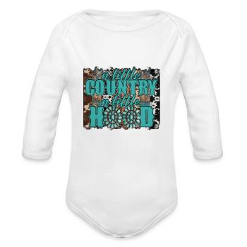 A Little Country A Little Hood - Organic Long Sleeve Baby Bodysuit - white - Front