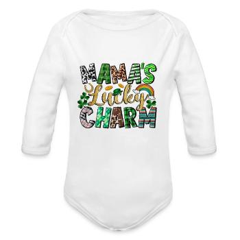 Mamas Lucky Charm - Organic Long Sleeve Baby Bodysuit - white - Front