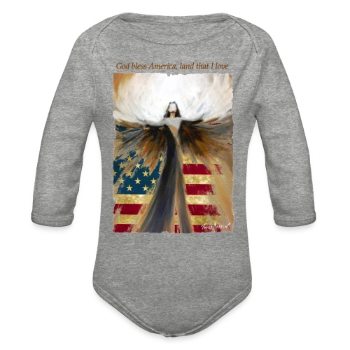 God bless America Angel_Strong color_Brown type - Organic Long Sleeve Baby Bodysuit