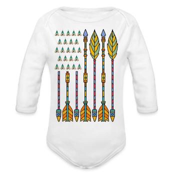 Arrow Tribal - Organic Long Sleeve Baby Bodysuit - white - Front