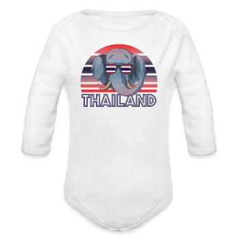 Thailand - Organic Long Sleeve Baby Bodysuit - white - Front