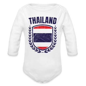 Thailand - Organic Long Sleeve Baby Bodysuit - white - Front