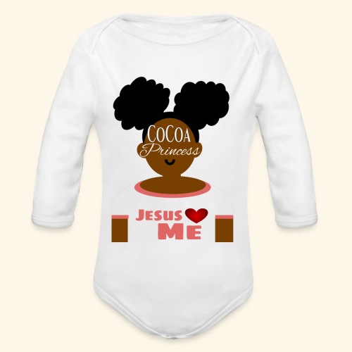 Cocoa princess pink and White - Organic Long Sleeve Baby Bodysuit