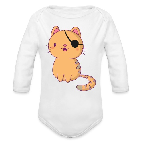 Cat with 3D glasses doing Vision Therapy! - Organic Long Sleeve Baby Bodysuit