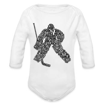 Ice hockey goalkeeper - Organic Long Sleeve Baby Bodysuit - white - Front