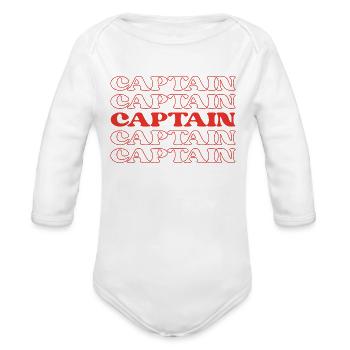 Captain Leader Head Commander Chief Officer - Organic Long Sleeve Baby Bodysuit - white - Front