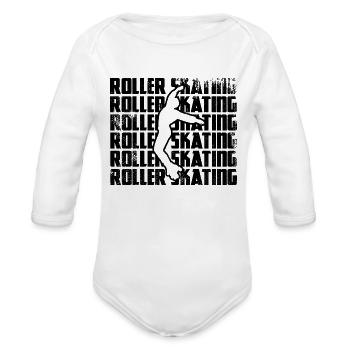 Roller Skating - Organic Long Sleeve Baby Bodysuit - white - Front