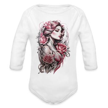 old school tattoo - Organic Long Sleeve Baby Bodysuit - white - Front