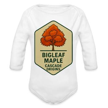 Bigleaf Maple Cascade Origins Badge - Organic Long Sleeve Baby Bodysuit - white - Front