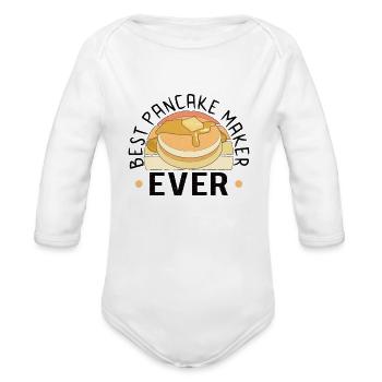 Pancake Maker Pancake Lover Funny Waffle - Organic Long Sleeve Baby Bodysuit - white - Front