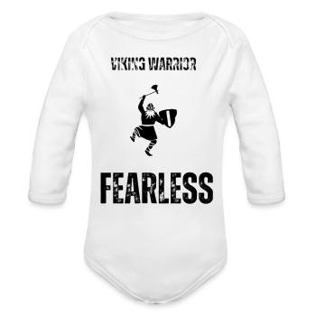 Viking warrior fearless - Organic Long Sleeve Baby Bodysuit - white - Front