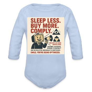 Satirical Surveillance Protest Design - Organic Long Sleeve Baby Bodysuit - sky - Front