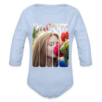 Bloom Strip Portrait - Organic Long Sleeve Baby Bodysuit - sky - Front