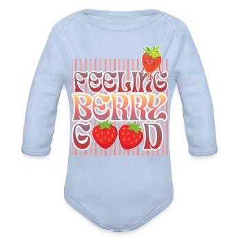 Feeling Berry Good - Organic Long Sleeve Baby Bodysuit - sky - Front