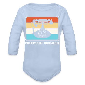 Rotary Dial Phone - Organic Long Sleeve Baby Bodysuit - sky - Front