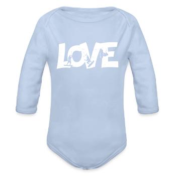 KITE Kiting LOVE Kiteboarding Kitesurfing Gift - Organic Long Sleeve Baby Bodysuit - sky - Front