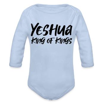 King of Kings - Organic Long Sleeve Baby Bodysuit - sky - Front