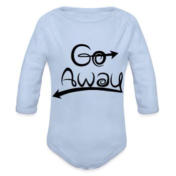 Go Away - Organic Long Sleeve Baby Bodysuit - sky - Front